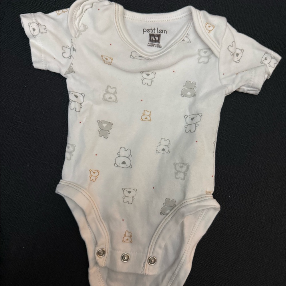 Petit Lem Cream Bodysuit with Animal Prints